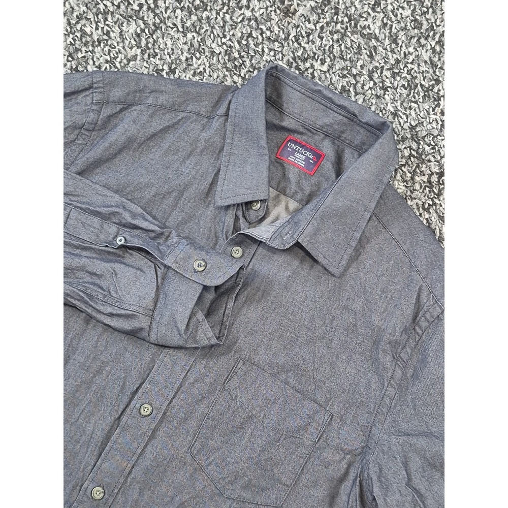 UNTUCKit Shirt Mens Large Slim Gray Long Sleeve Cotton Button Up Pocket